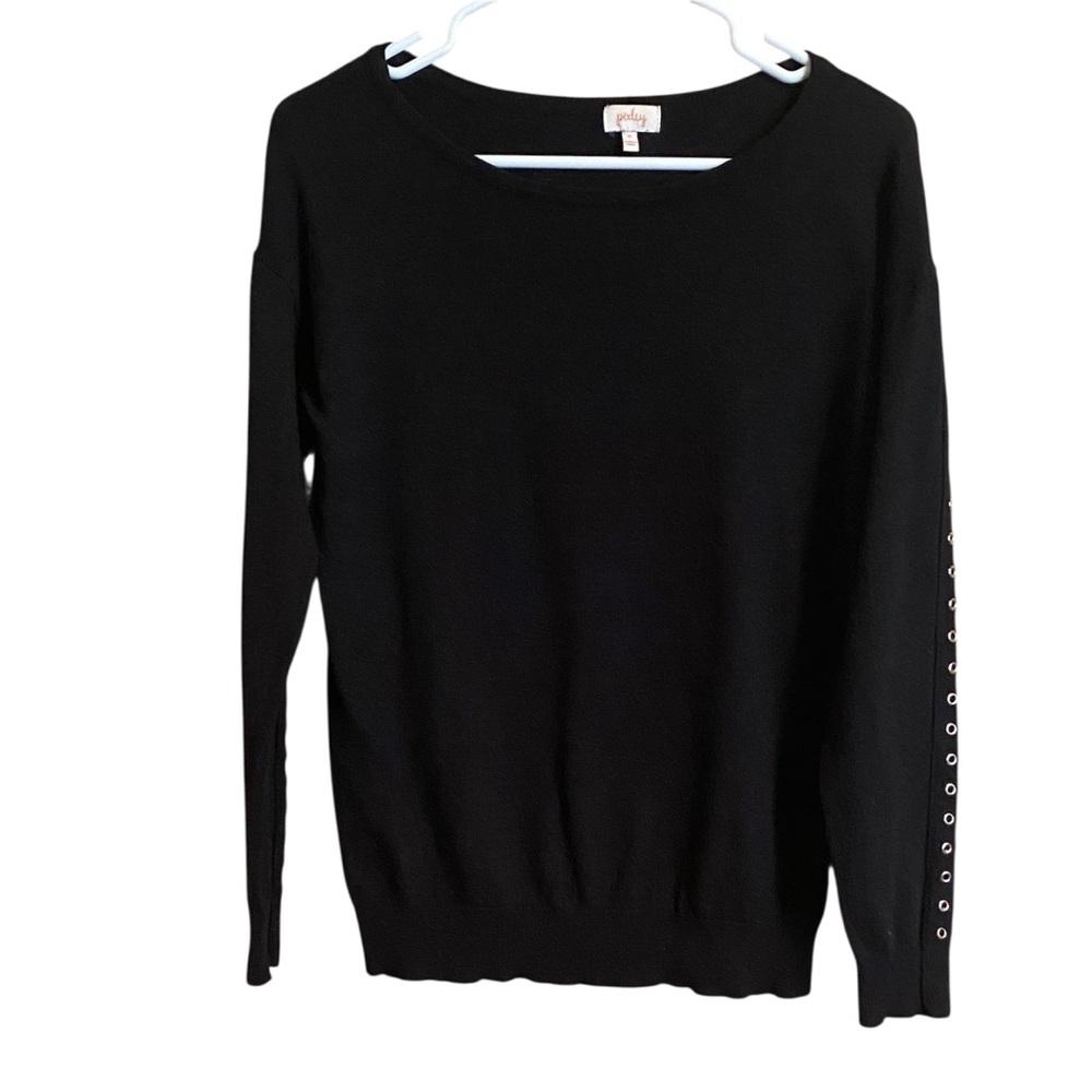 Pixley Rivet Sleeve Sweater Black Small